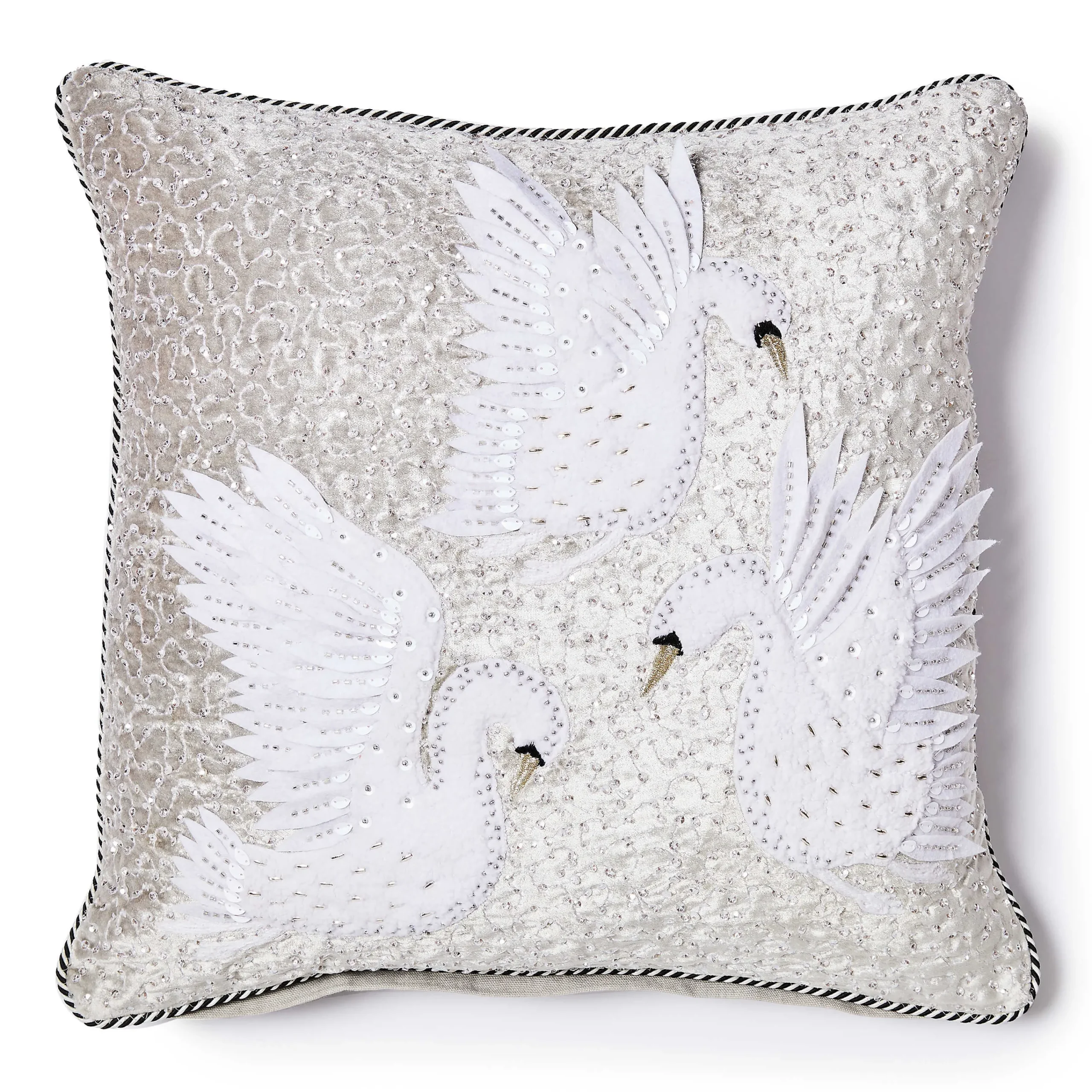 MacKenzie-Childs Holiday Swan Throw Pillow| Pillows, Throws, & Cushions