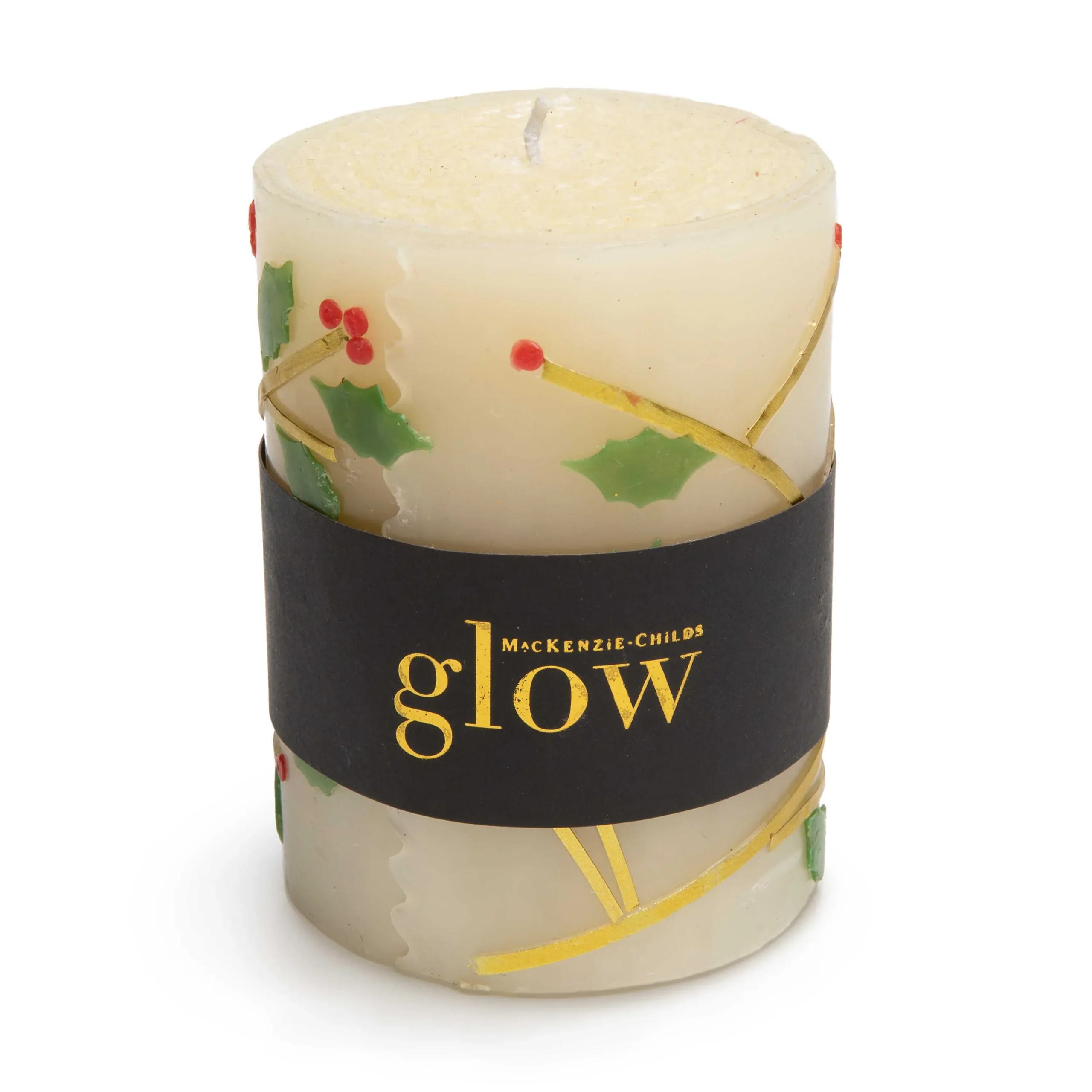 MacKenzie-Childs Holly 4 Pillar Candle| Holiday|Candles & Fragrances