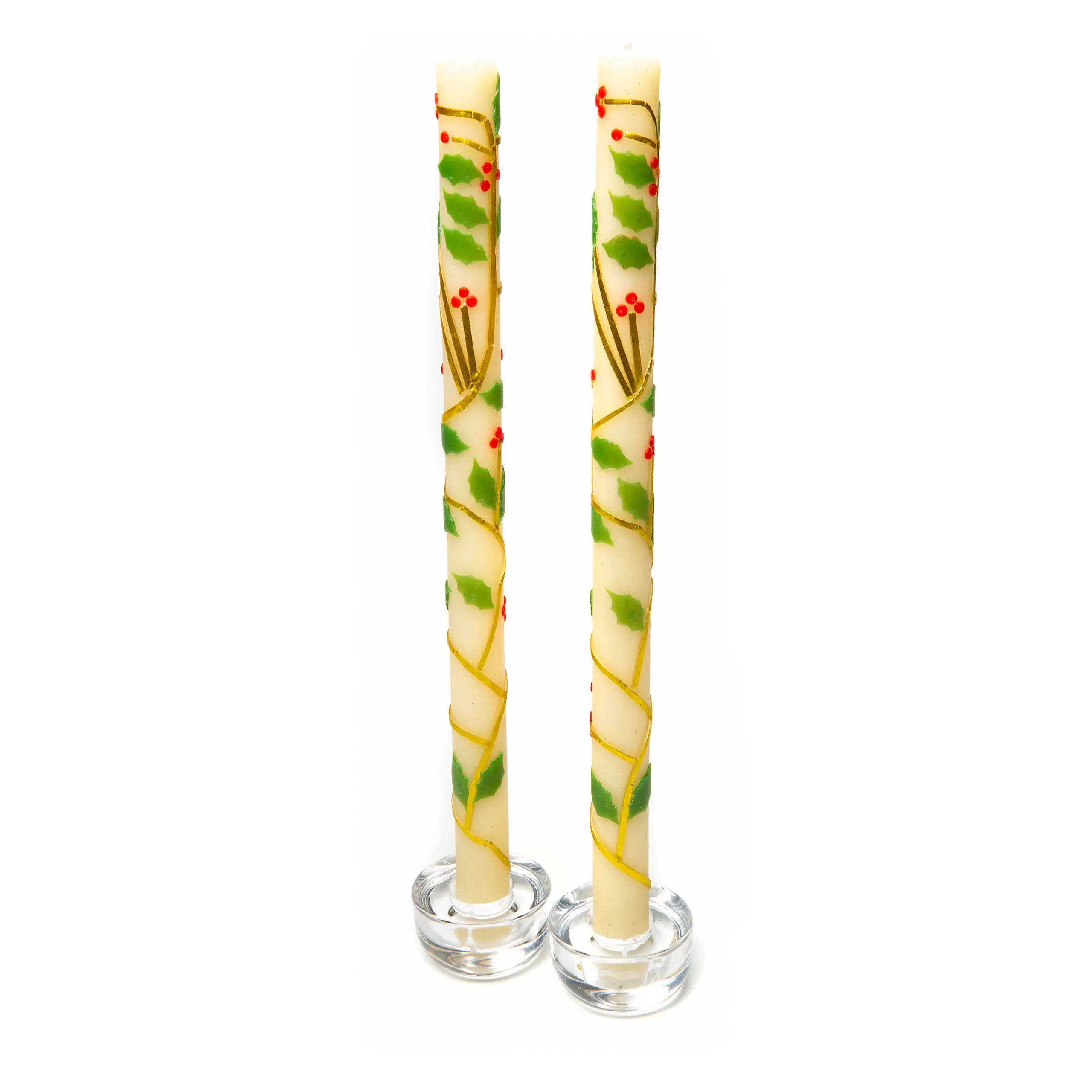 MacKenzie-Childs Holly Dinner Candles, Set of 2| Holiday|Candles & Fragrances
