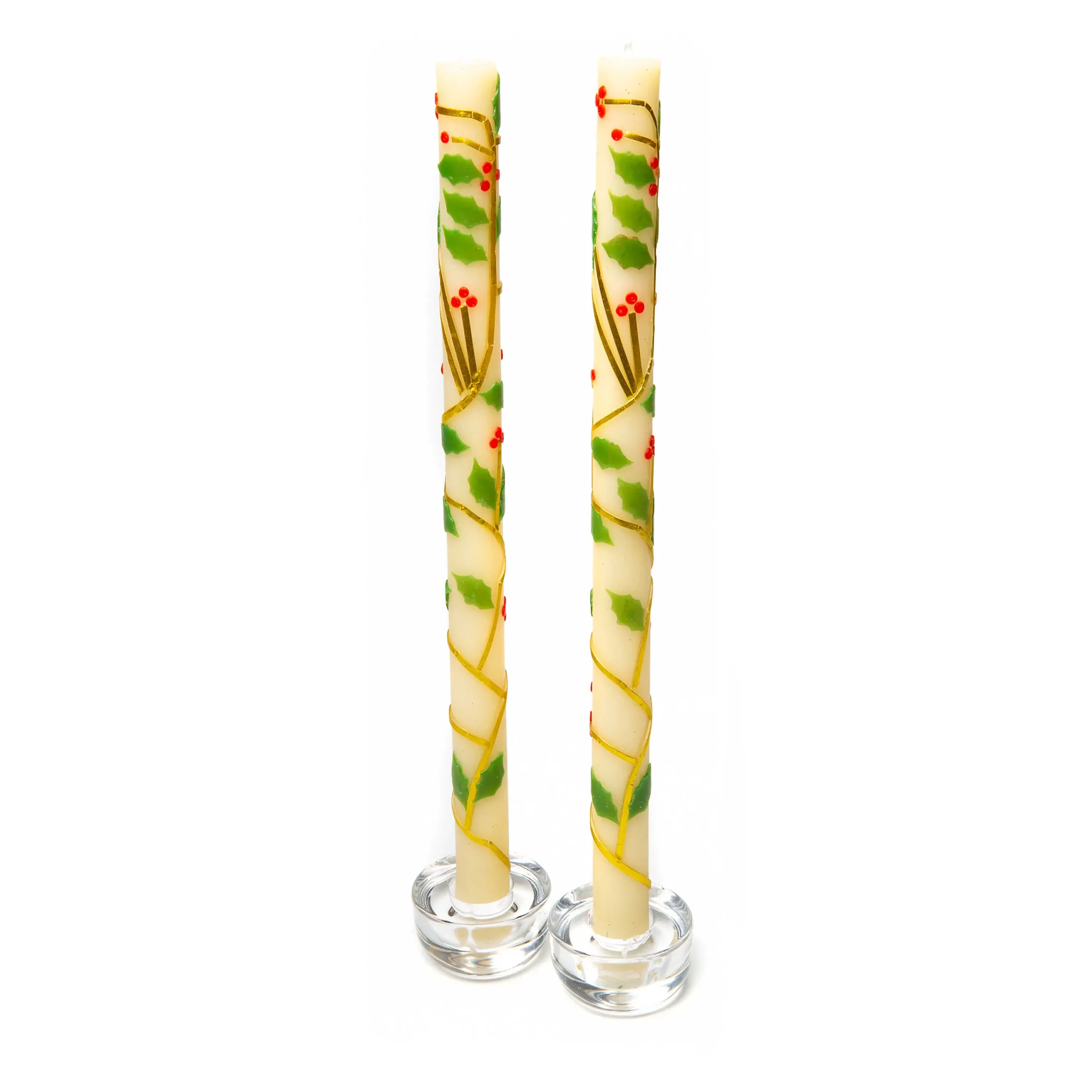 MacKenzie-Childs Holly Dinner Candles, Set of 2| Holiday|Candles & Fragrances