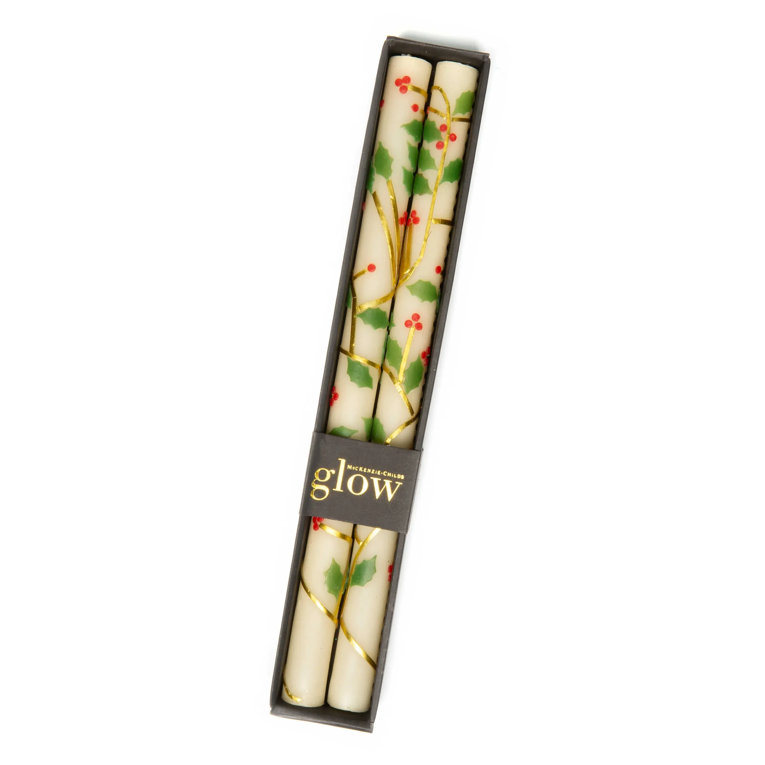 MacKenzie-Childs Holly Dinner Candles, Set of 2| Holiday|Candles & Fragrances