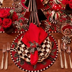 MacKenzie-Childs Holly Holiday Beaded Placemat| Holiday|Table Accessories