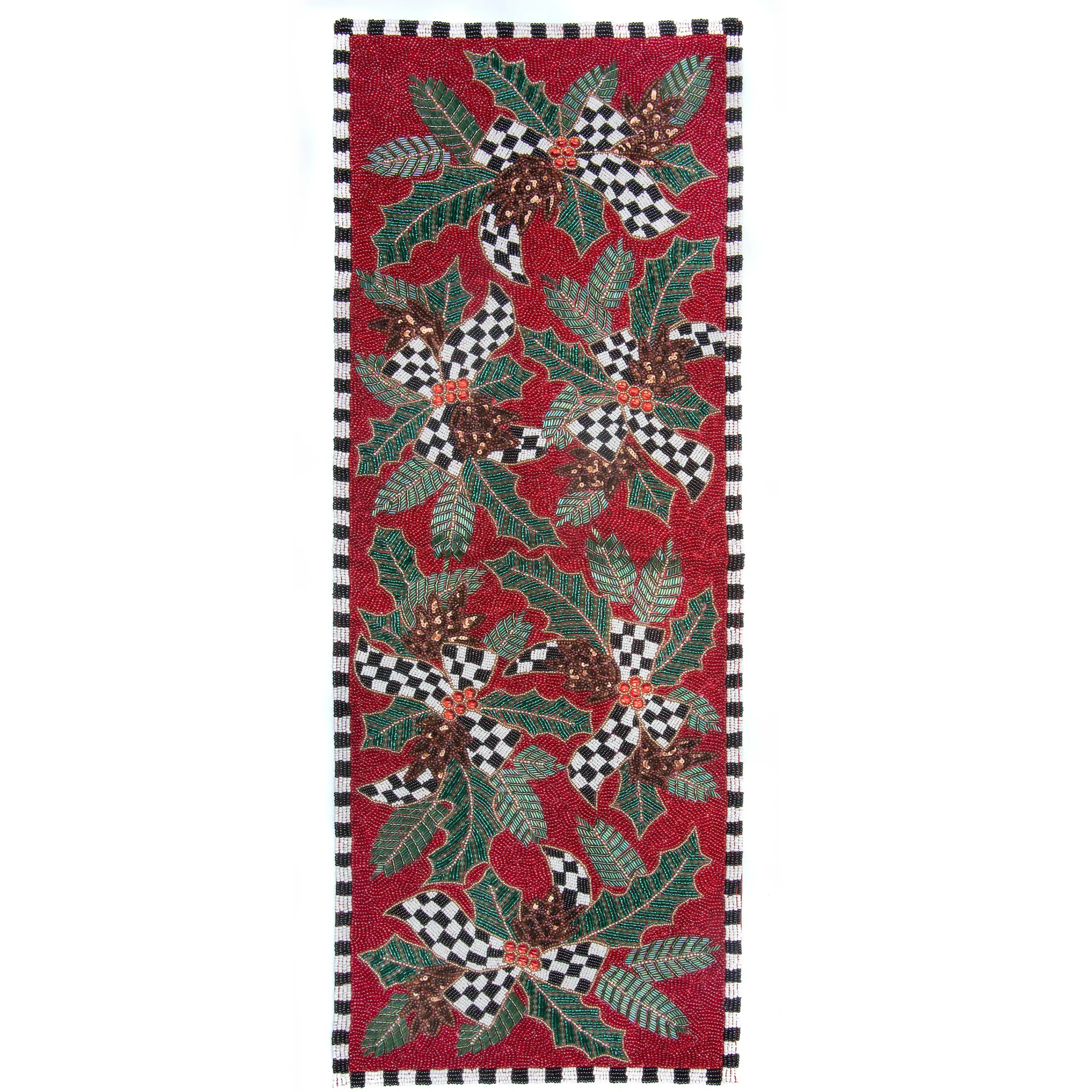 MacKenzie-Childs Holly Holiday Beaded Runner| Holiday|Table Accessories