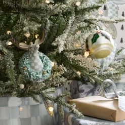 MacKenzie-Childs Holly Leaf Glass Ball Ornaments, Set of 6| Holiday