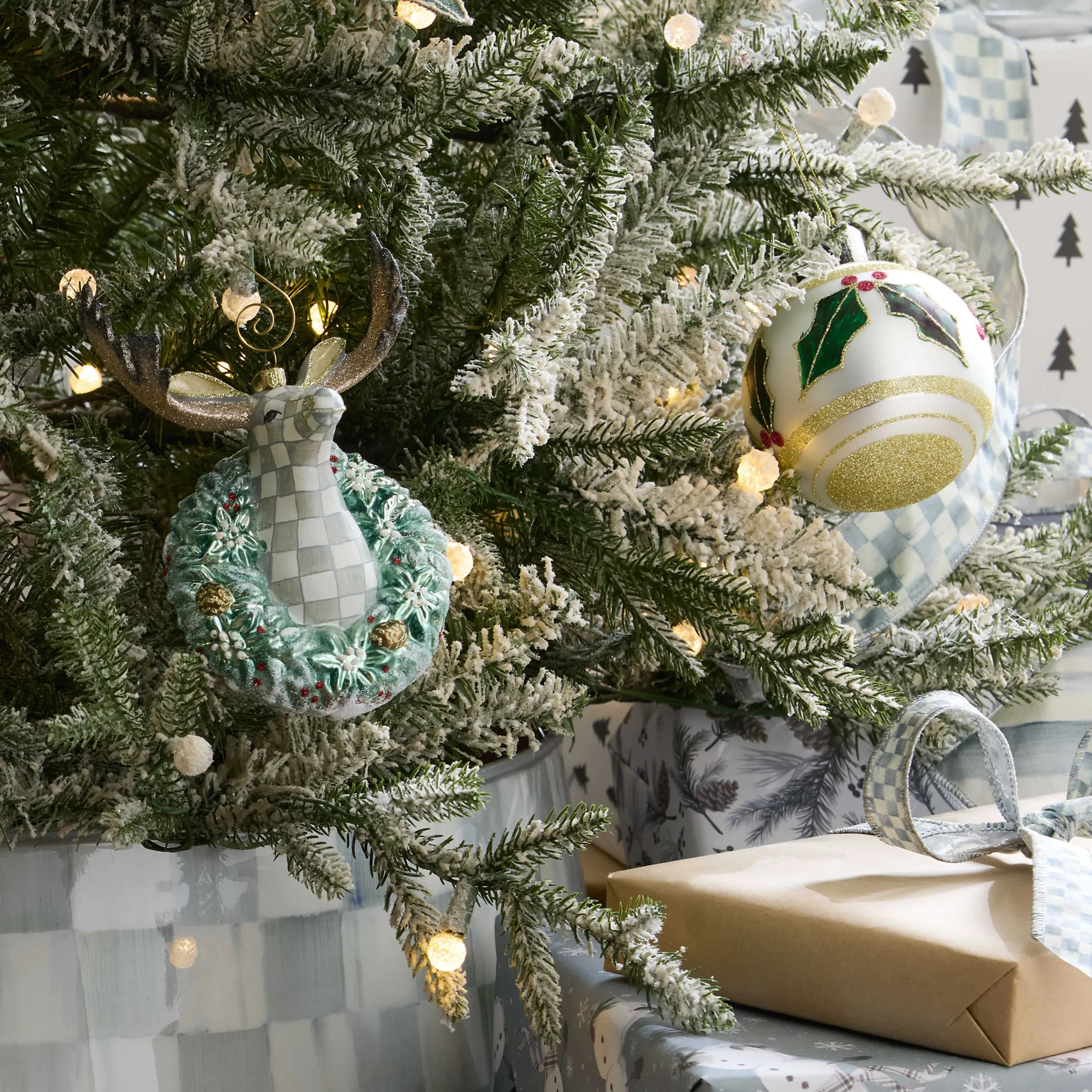 MacKenzie-Childs Holly Leaf Glass Ball Ornaments, Set of 6| Holiday
