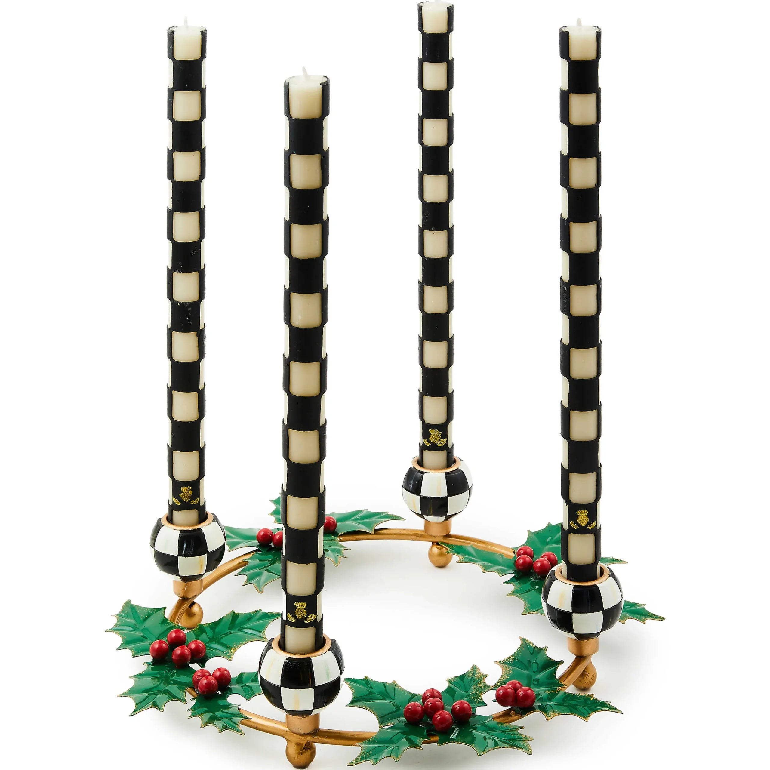 MacKenzie-Childs Holly Leaf Metal Ring Candle Holder| Candles & Fragrances|Table Accessories