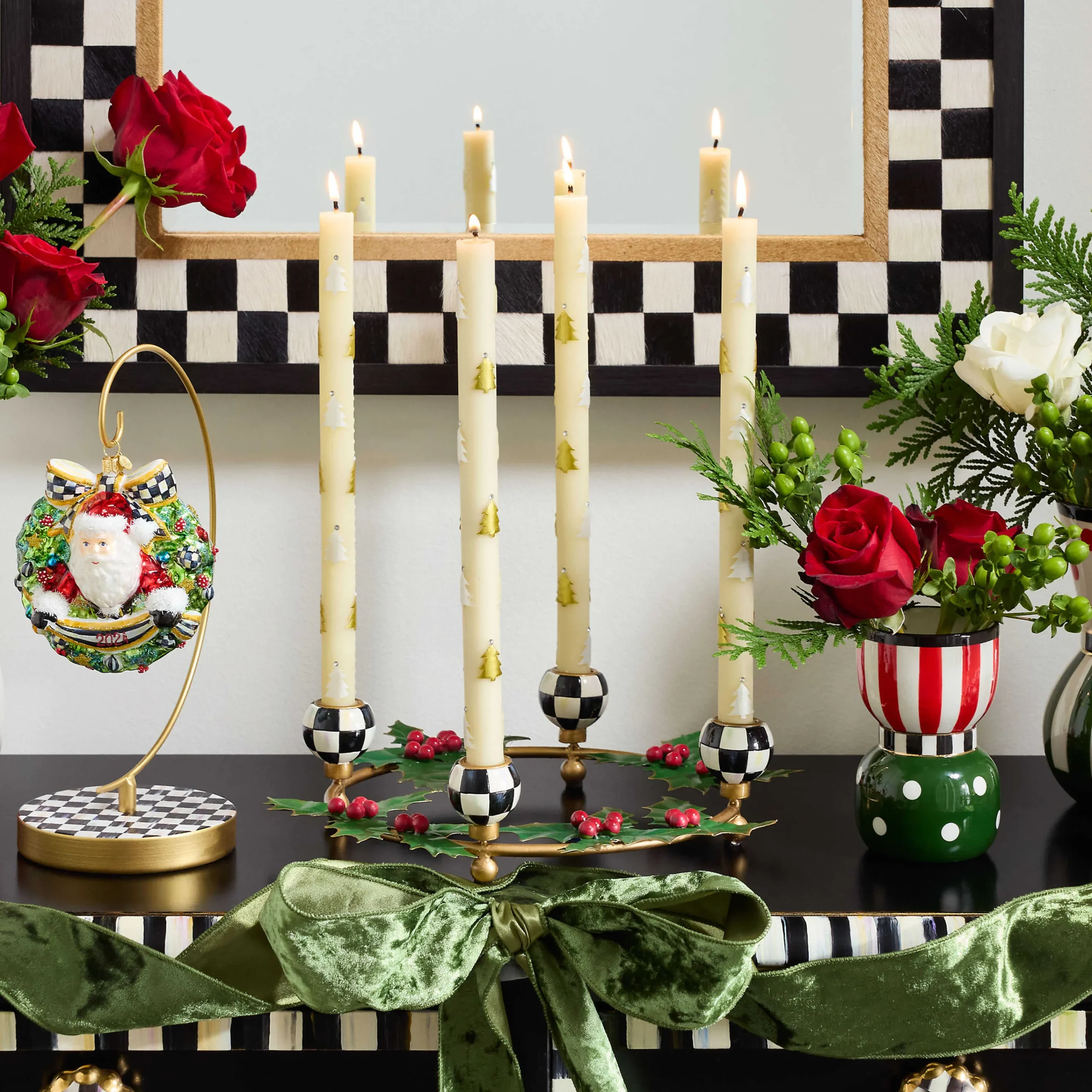MacKenzie-Childs Holly Leaf Metal Ring Candle Holder| Candles & Fragrances|Table Accessories