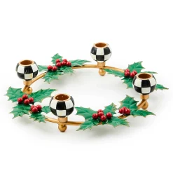 MacKenzie-Childs Holly Leaf Metal Ring Candle Holder| Candles & Fragrances|Table Accessories