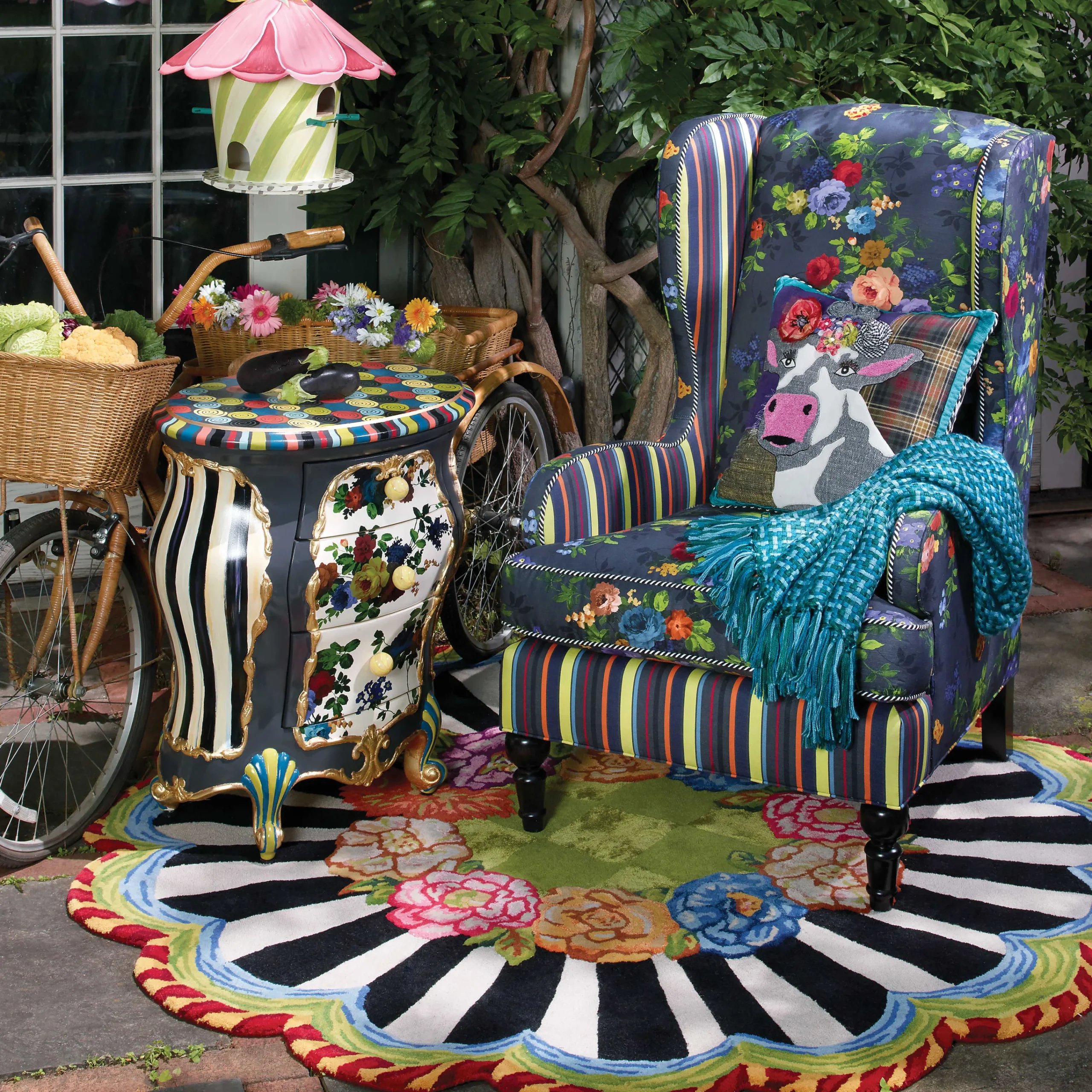 MacKenzie-Childs Hollyhock Birdhouse| Spring|Outdoor