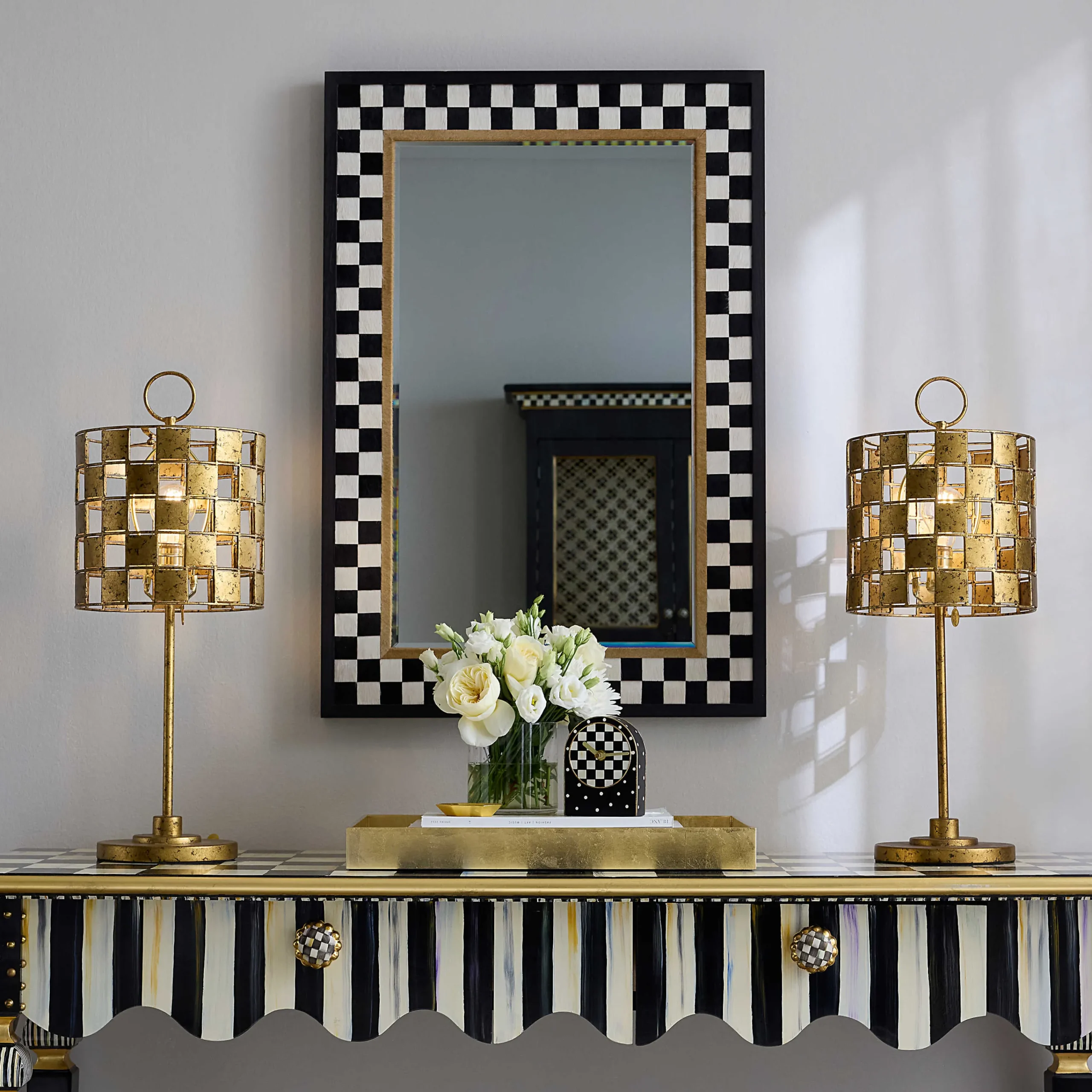 MacKenzie-Childs Hopscotch Check Large Rectangle Wall Mirror| Room Accents