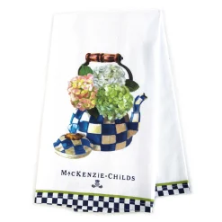 MacKenzie-Childs Hydrangea Tea Kettle Dish Towel| Spring|Kitchen & Table Linens