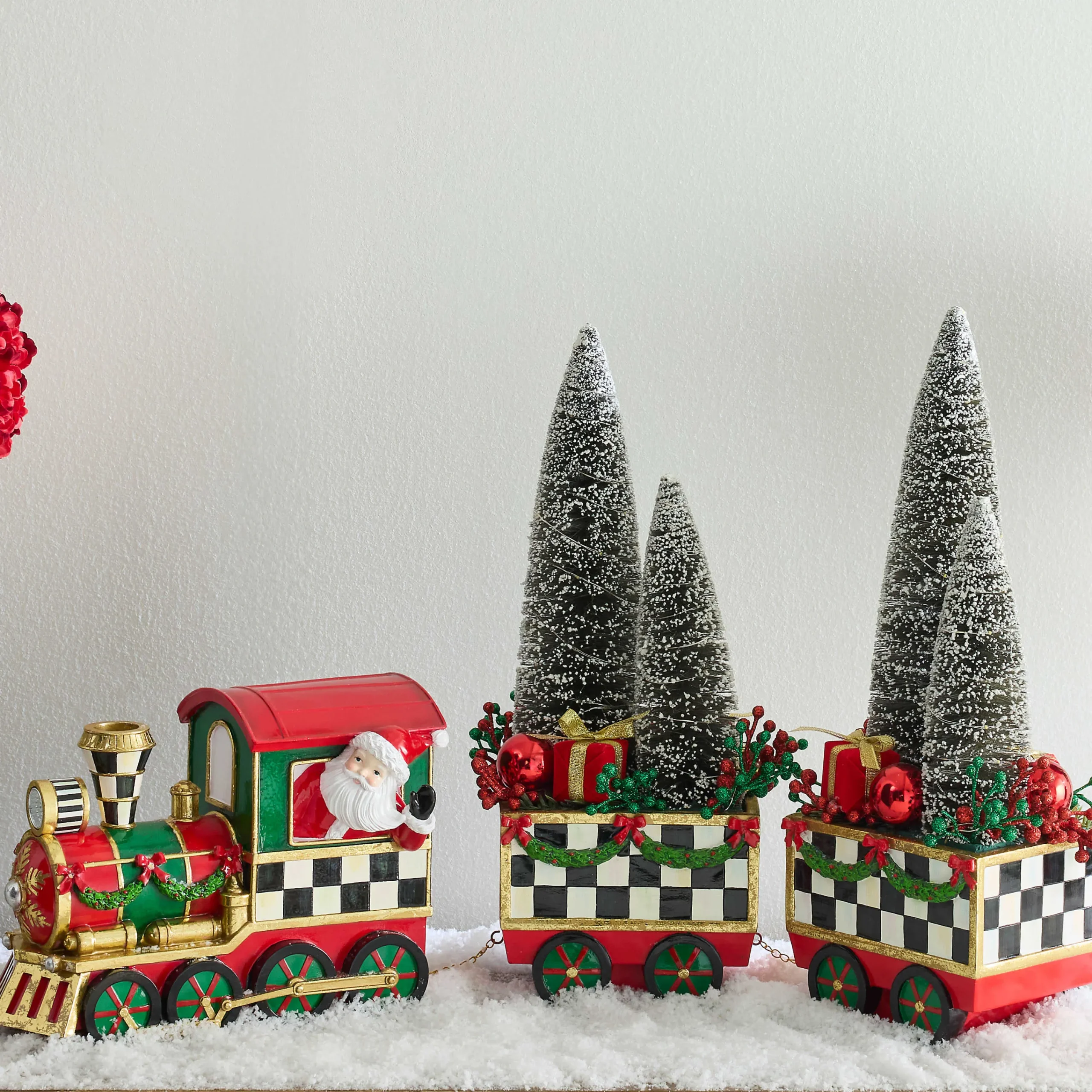 MacKenzie-Childs Illuminated Bottle Brush Train Arrangement| Room Accents