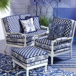 MacKenzie-Childs Indigo Villa Outdoor Throw Pillow| Pillows, Throws, & Cushions|Outdoor