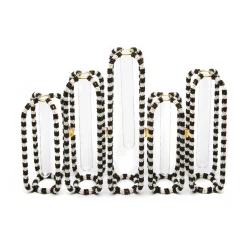 MacKenzie-Childs Interlocking Black White Bud Vases, Set of 5| Room Accents