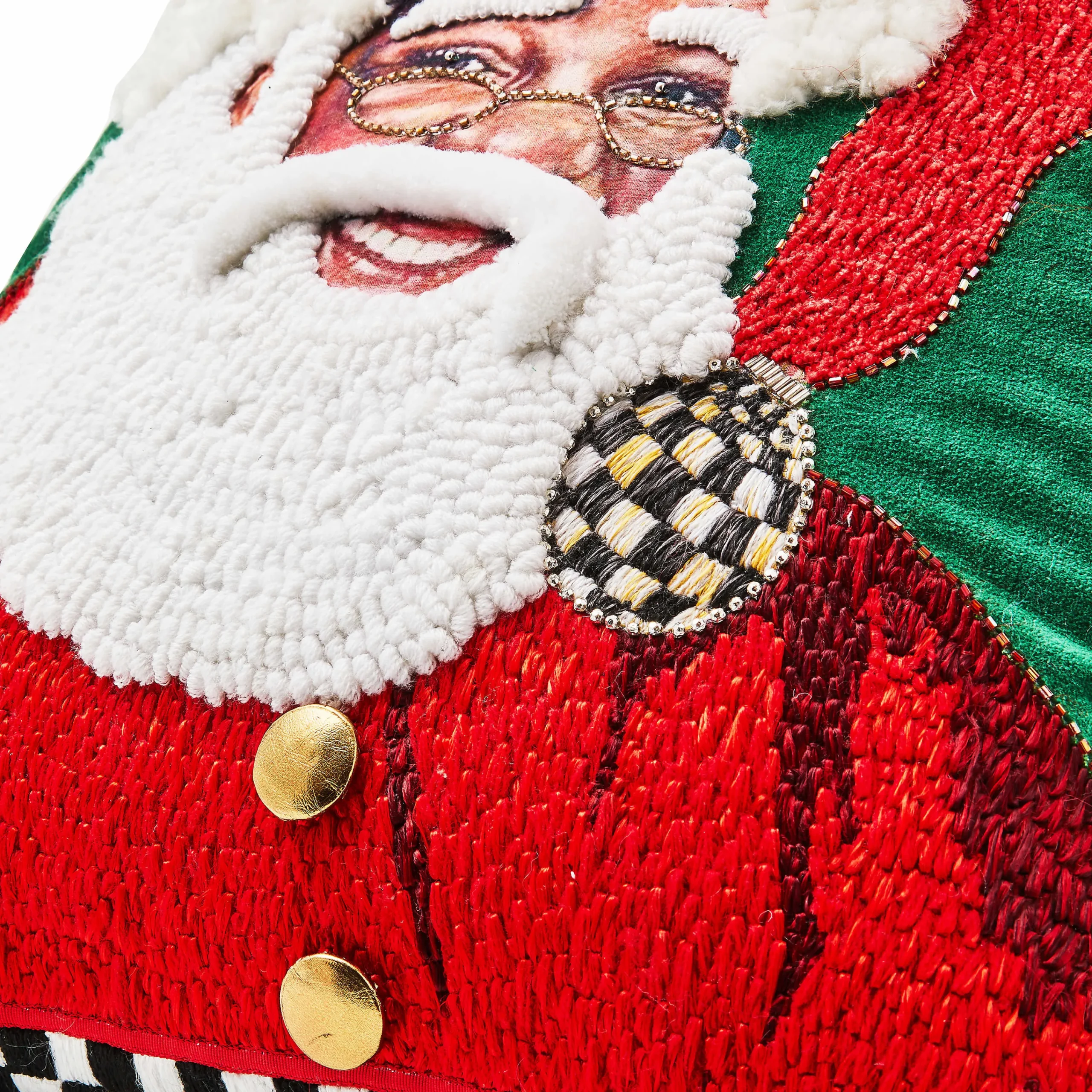 MacKenzie-Childs Joyful Black Santa Throw Pillow| Pillows, Throws, & Cushions