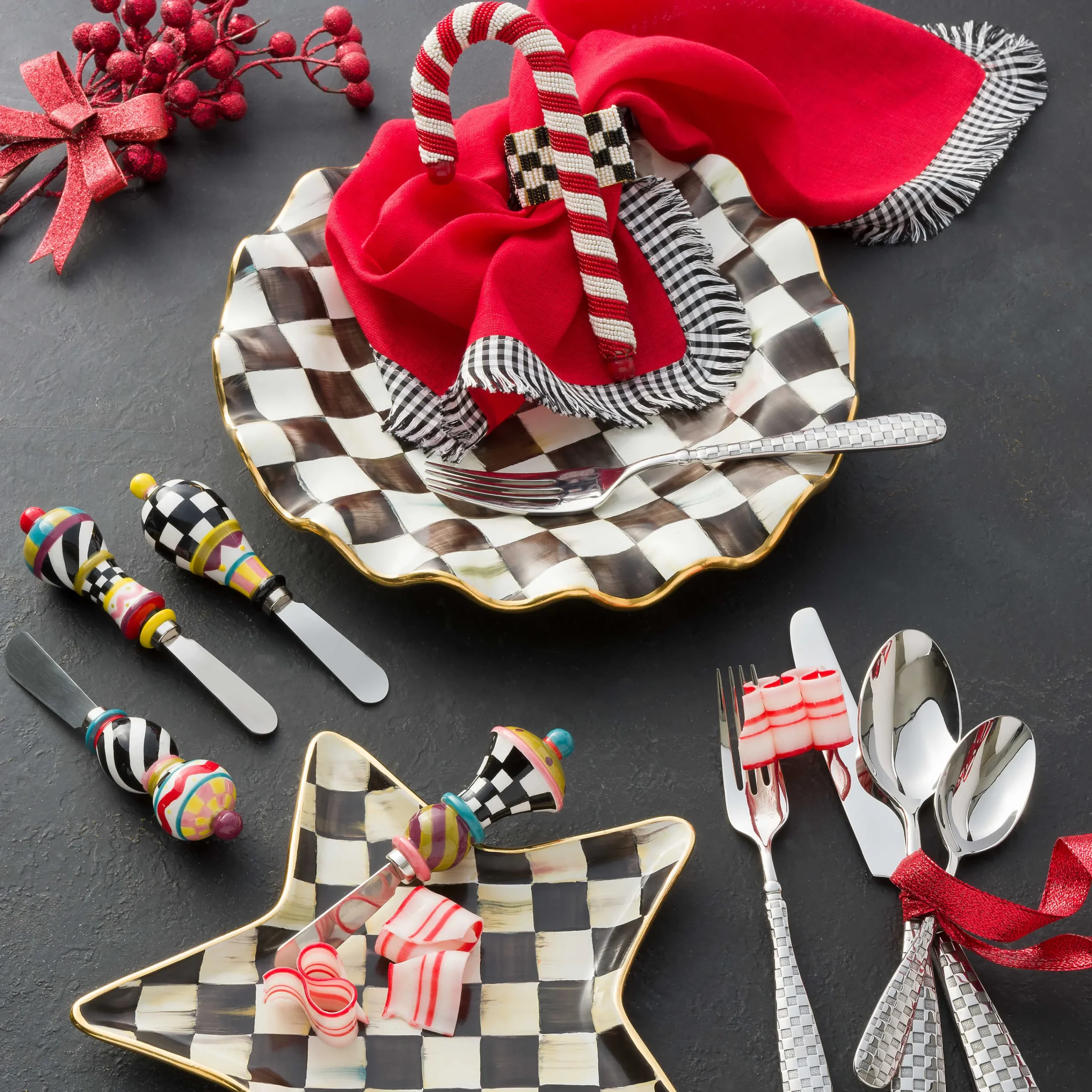 MacKenzie-Childs Jubilee Spreaders, Set of 4| Holiday|Serveware