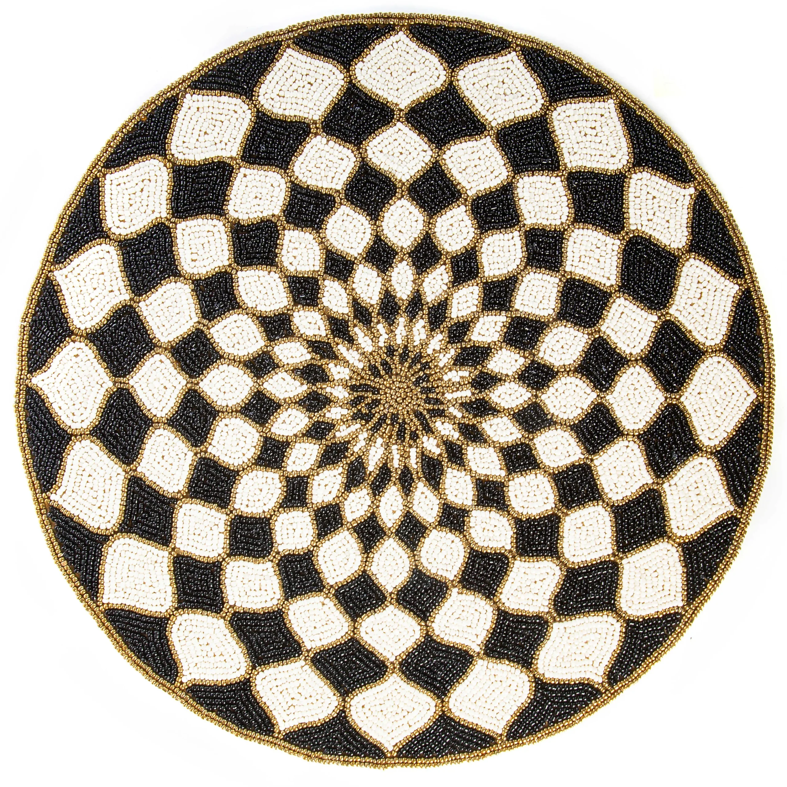 MacKenzie-Childs Kaleidoscope Black Ivory Beaded Placemat| Table Accessories|Kitchen & Table Linens