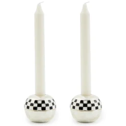 MacKenzie-Childs Large Sphere Check Candle Holders, Set of 2| Candles & Fragrances|Room Accents