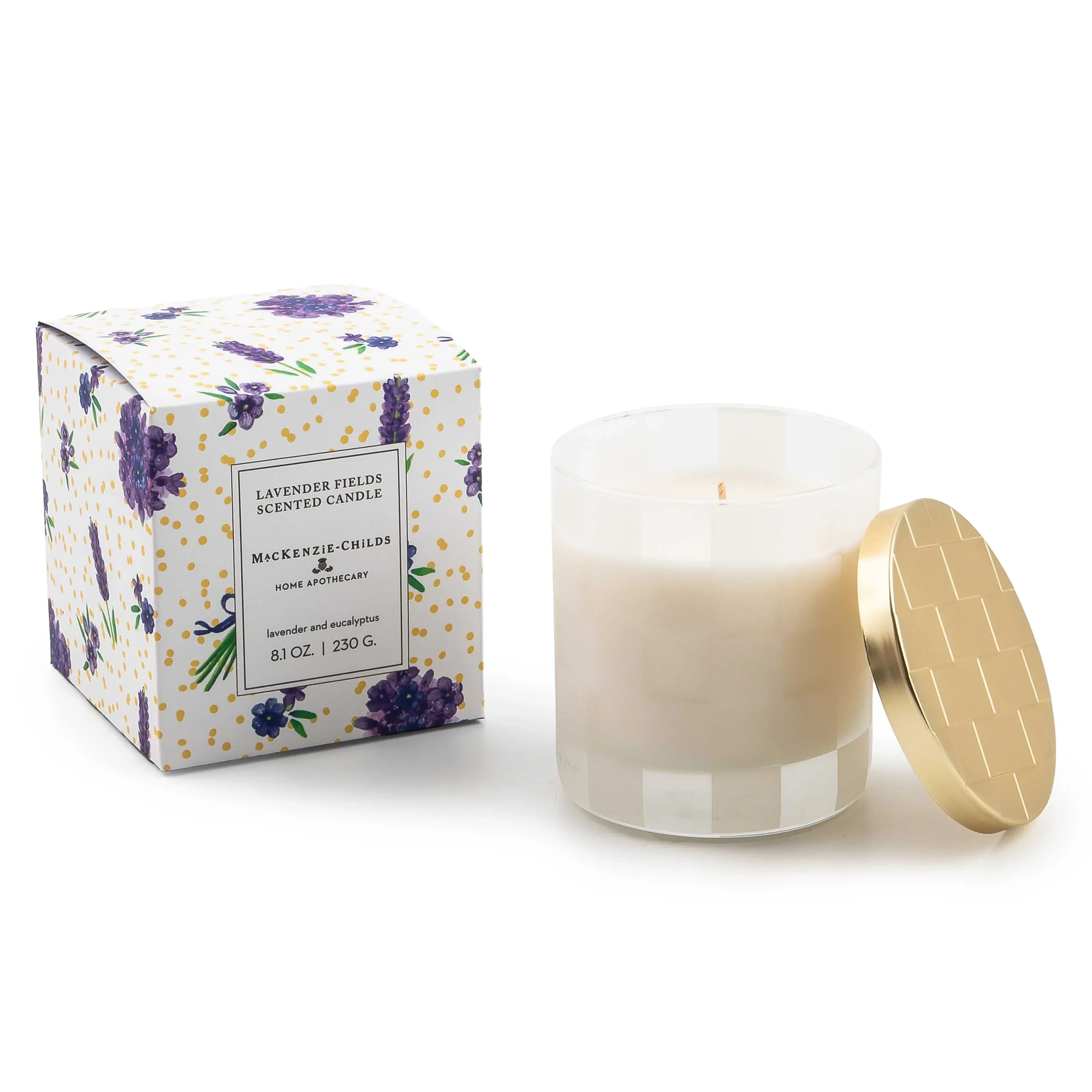 MacKenzie-Childs Lavender Fields 8 oz. Candle| Candles & Fragrances|Bath & Bath Accessories