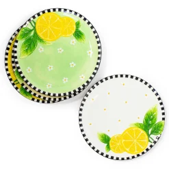 MacKenzie-Childs Lemon Dessert Plates, Set of 4| Spring|Dinnerware & Flatware