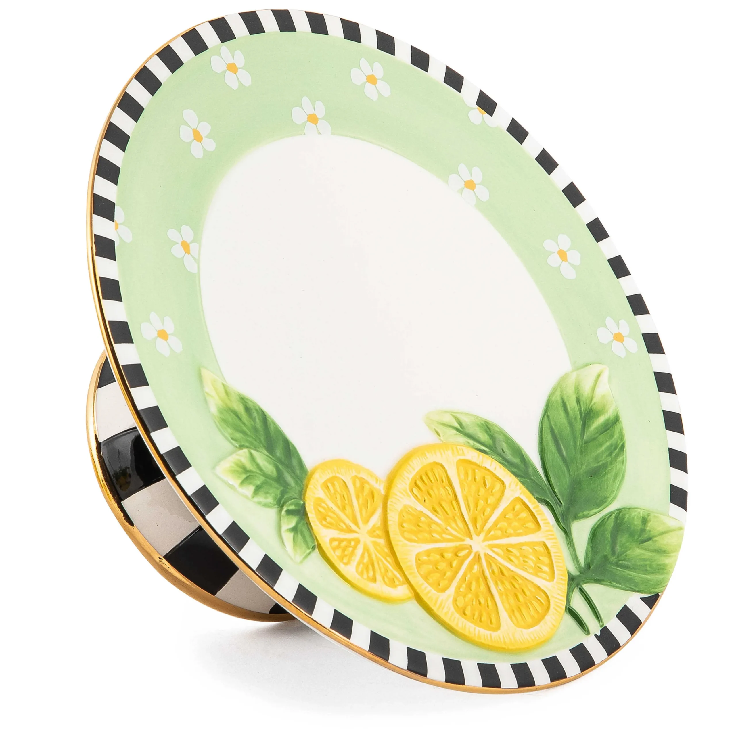 MacKenzie-Childs Lemon Small Pedestal Platter| Spring|Serveware