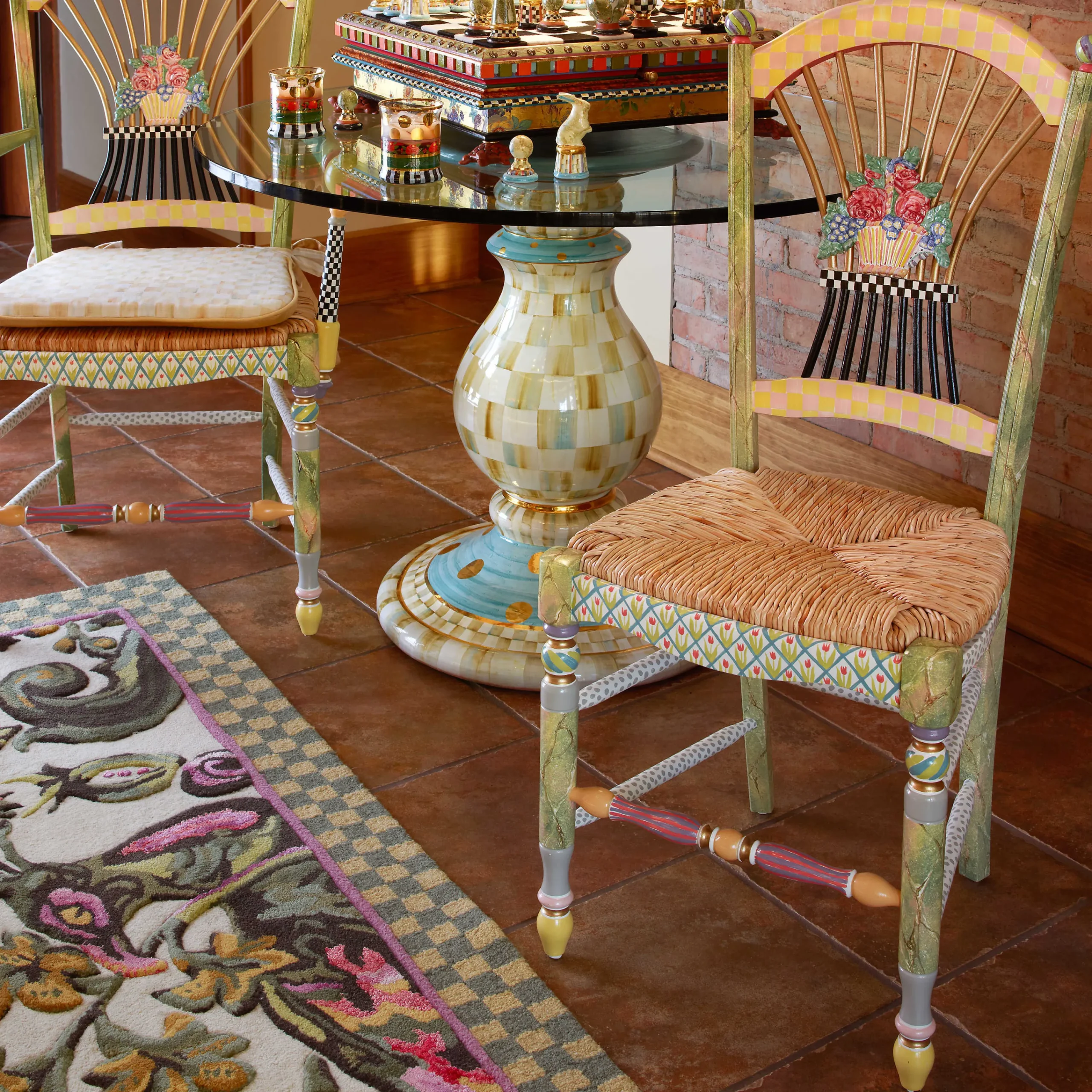 MacKenzie-Childs Light Flower Basket Side Chair| Dining Room & Kitchen