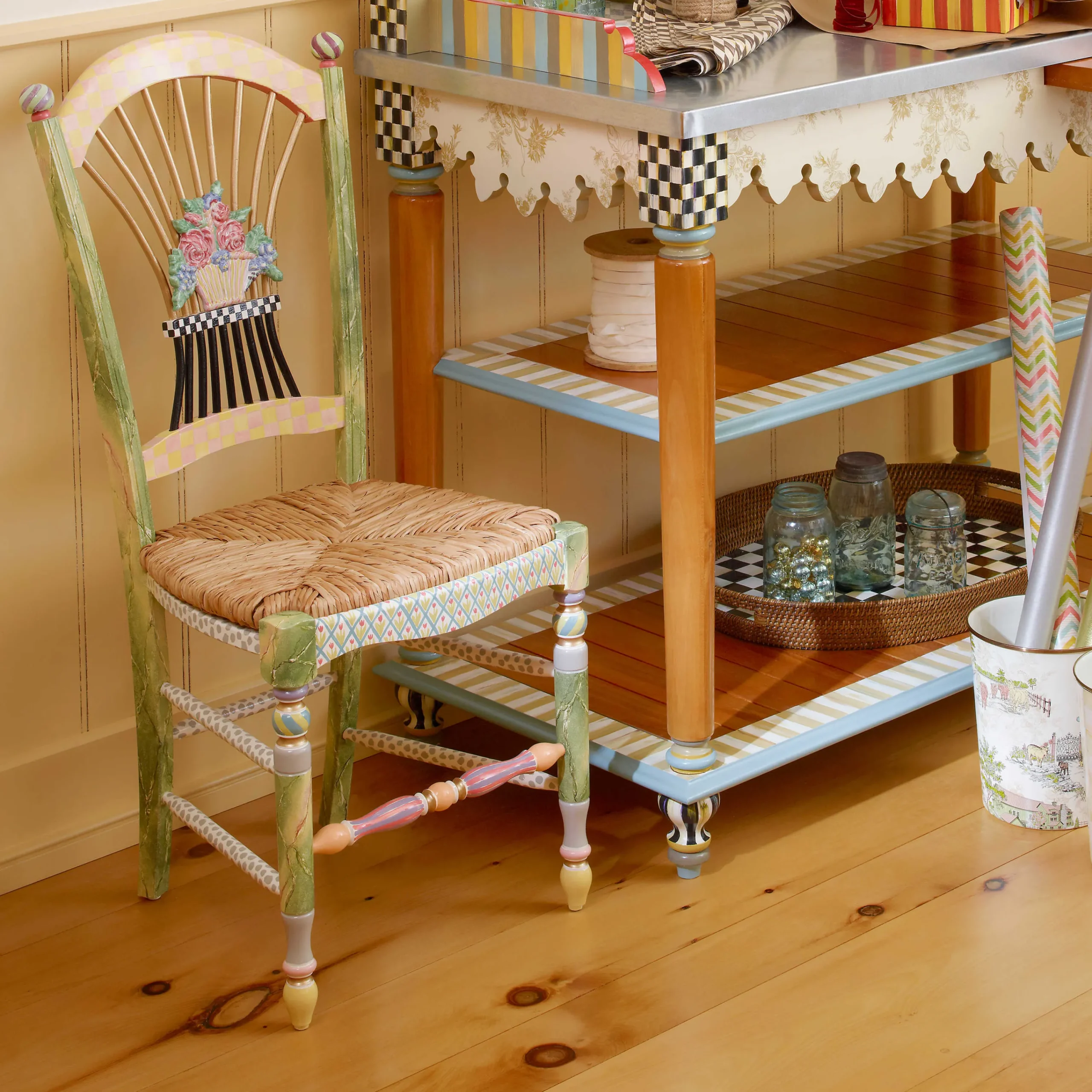 MacKenzie-Childs Light Flower Basket Side Chair| Dining Room & Kitchen