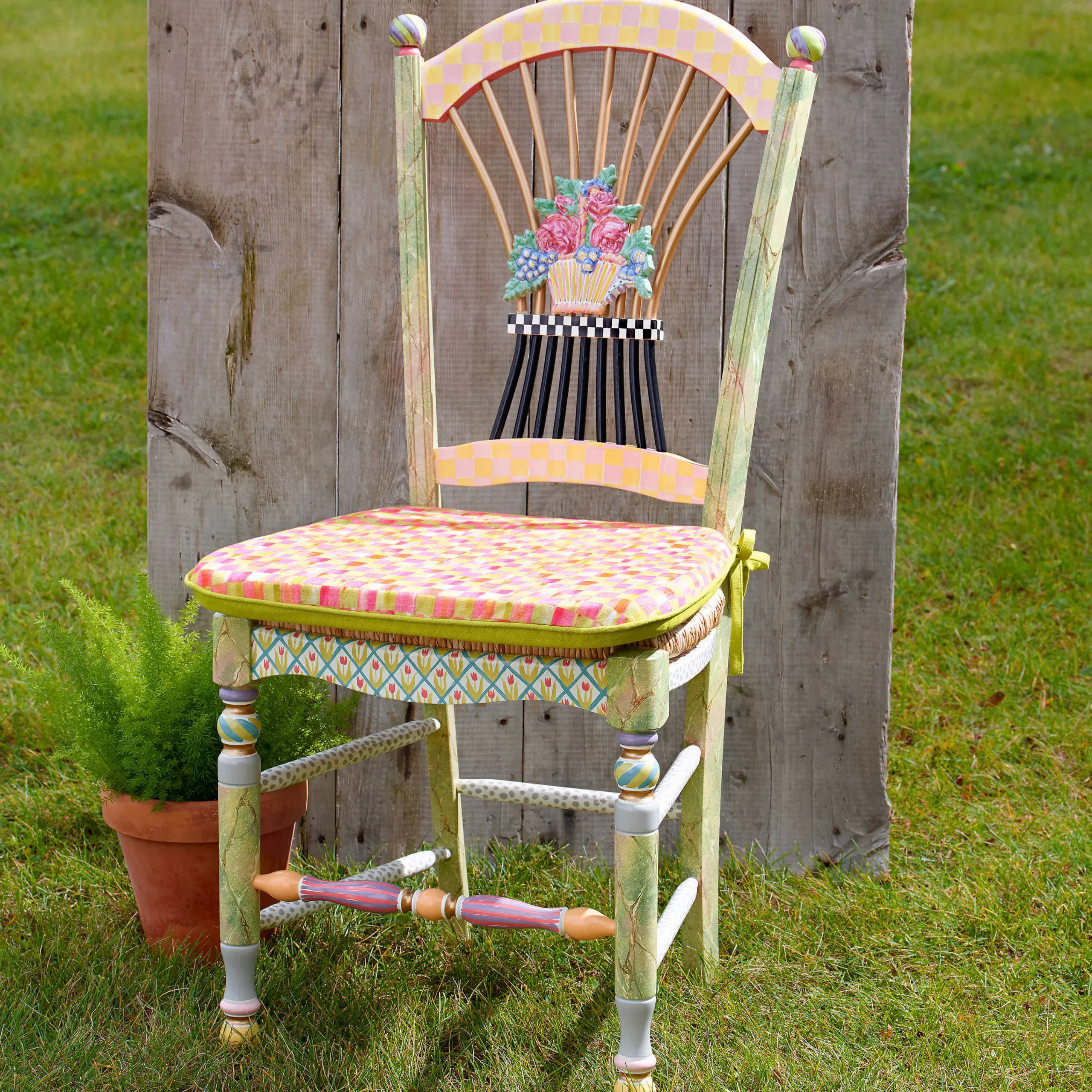 MacKenzie-Childs Light Flower Basket Side Chair| Dining Room & Kitchen