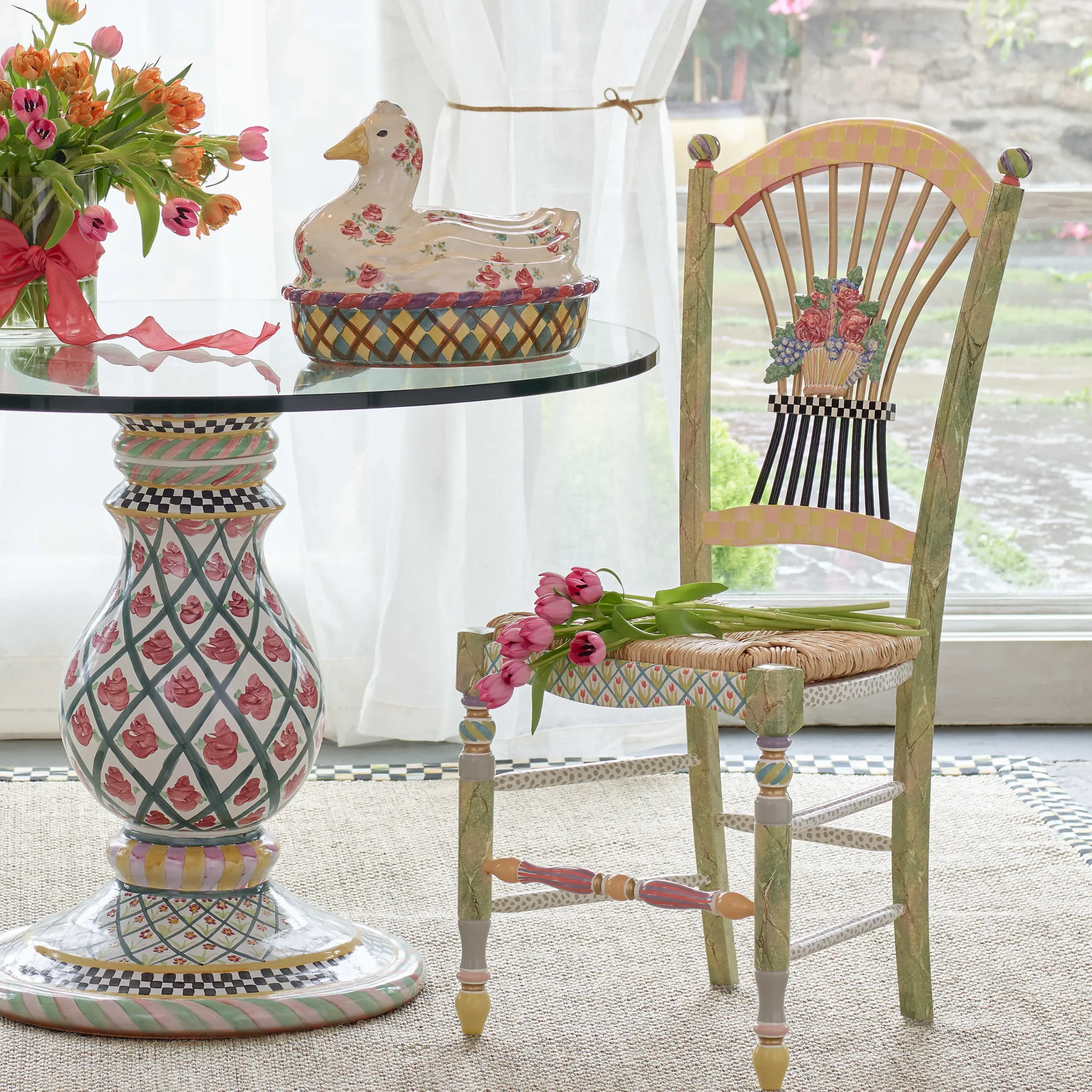 MacKenzie-Childs Light Flower Basket Side Chair| Dining Room & Kitchen