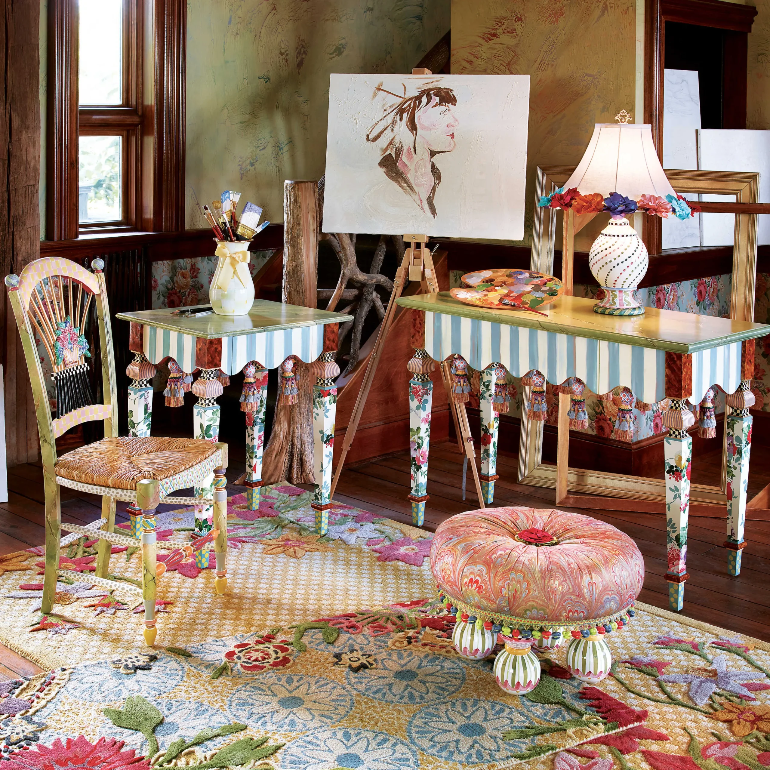MacKenzie-Childs Light Flower Basket Side Chair| Dining Room & Kitchen