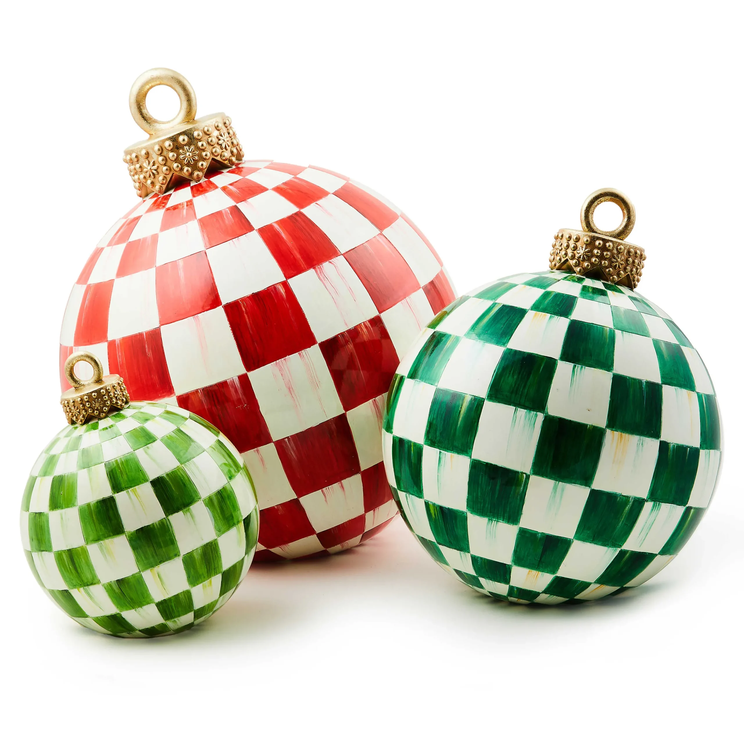 MacKenzie-Childs Light Green Check Tabletop Ornament| Room Accents