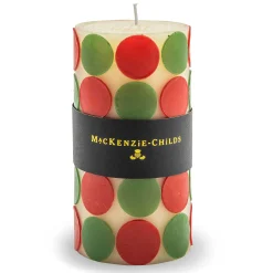 MacKenzie-Childs Macrodot 6 Red  Green Pillar Candle| Holiday|Candles & Fragrances