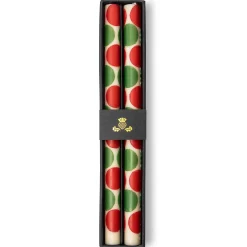 MacKenzie-Childs Macrodot Red  Green Dinner Candles, Set of 2| Holiday|Candles & Fragrances