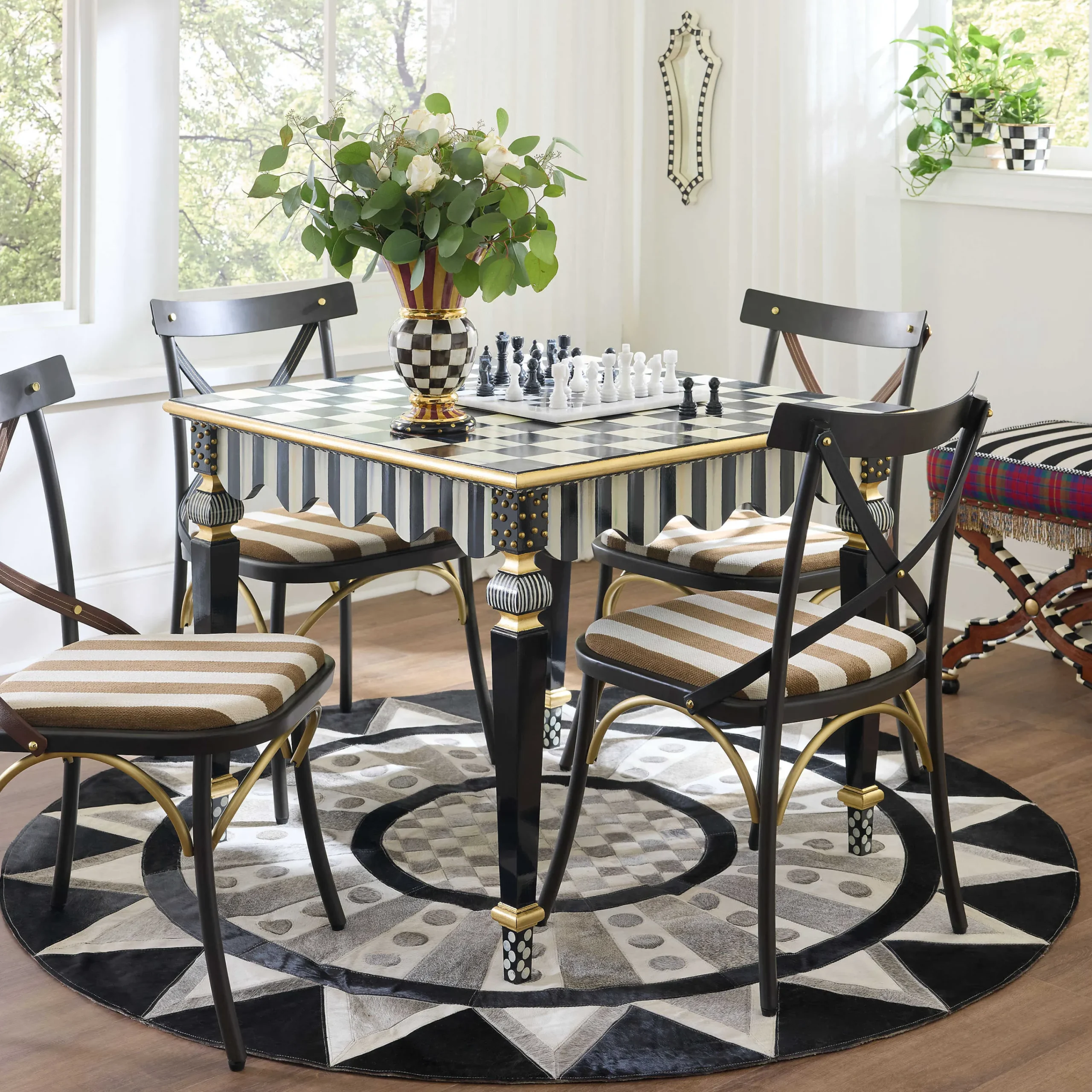 MacKenzie-Childs Madison Hair on Hide 6' Round Rug| Rugs