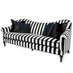 MacKenzie-Childs Marquee Black Stripe Chenille Sofa| Living Room