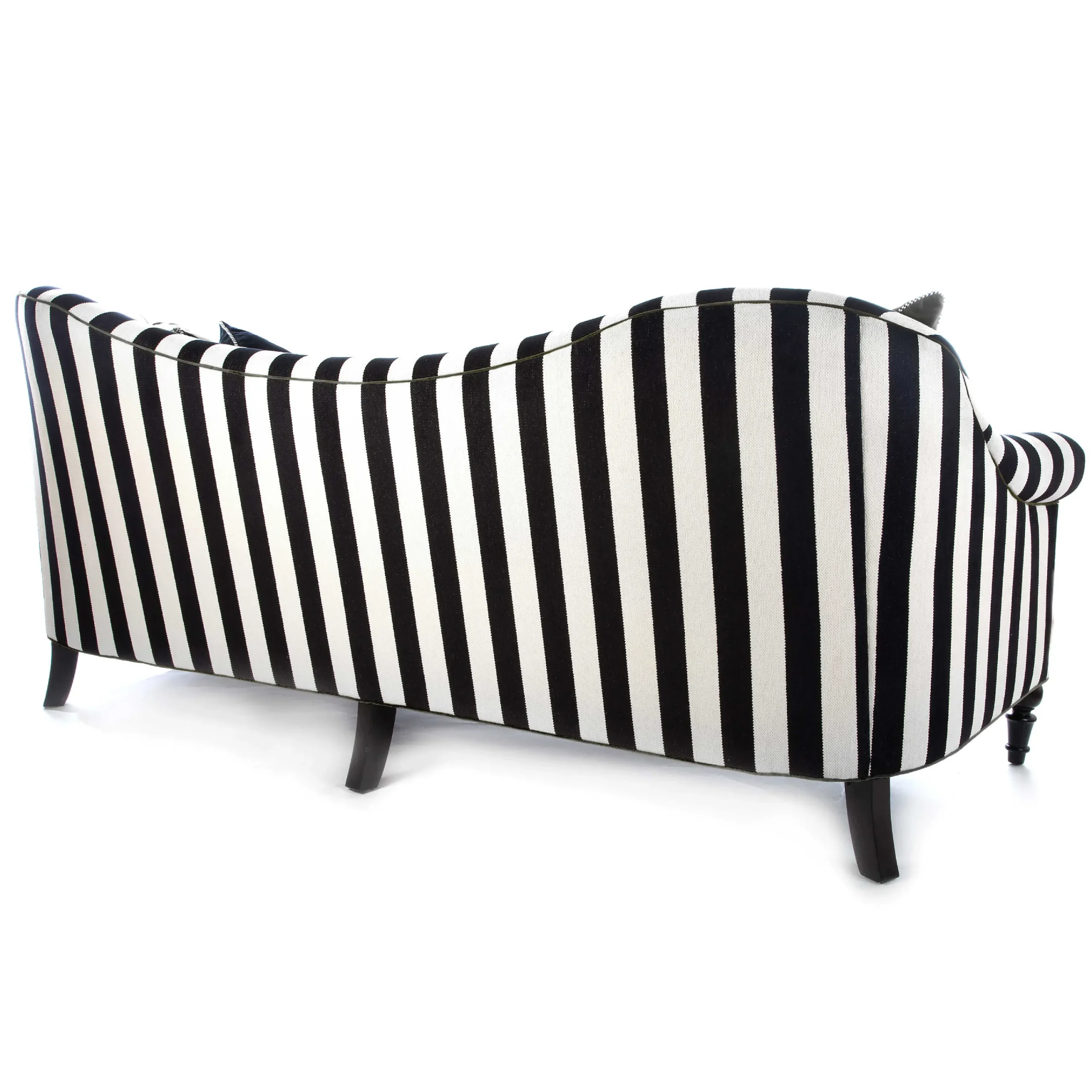 MacKenzie-Childs Marquee Black Stripe Chenille Sofa| Living Room