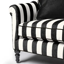 MacKenzie-Childs Marquee Black Stripe Chenille Sofa| Living Room