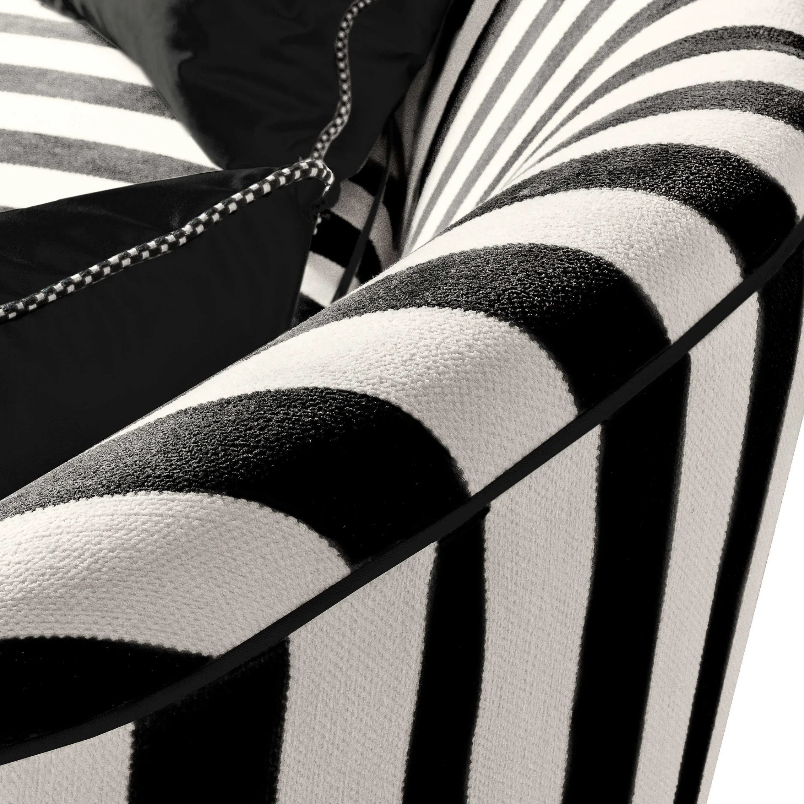 MacKenzie-Childs Marquee Black Stripe Chenille Sofa| Living Room