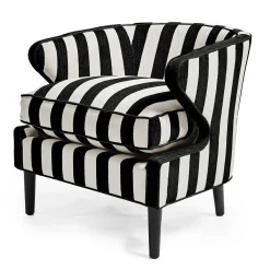 MacKenzie-Childs Marquee Black Stripe Chenille Accent Chair| Living Room