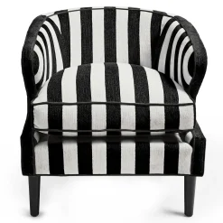 MacKenzie-Childs Marquee Black Stripe Chenille Accent Chair| Living Room