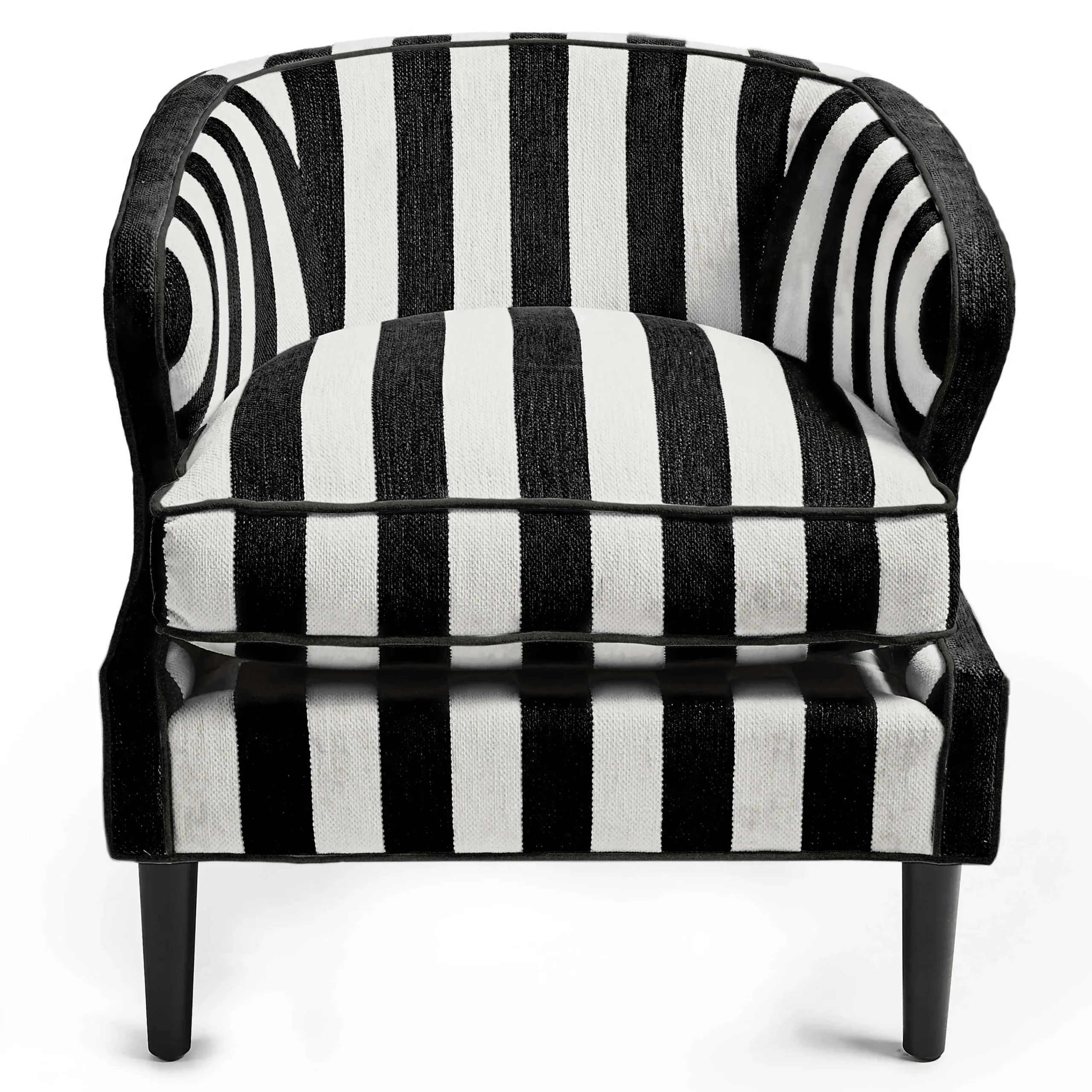 MacKenzie-Childs Marquee Black Stripe Chenille Accent Chair| Living Room