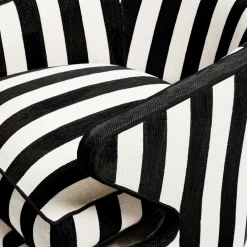 MacKenzie-Childs Marquee Black Stripe Chenille Accent Chair| Living Room