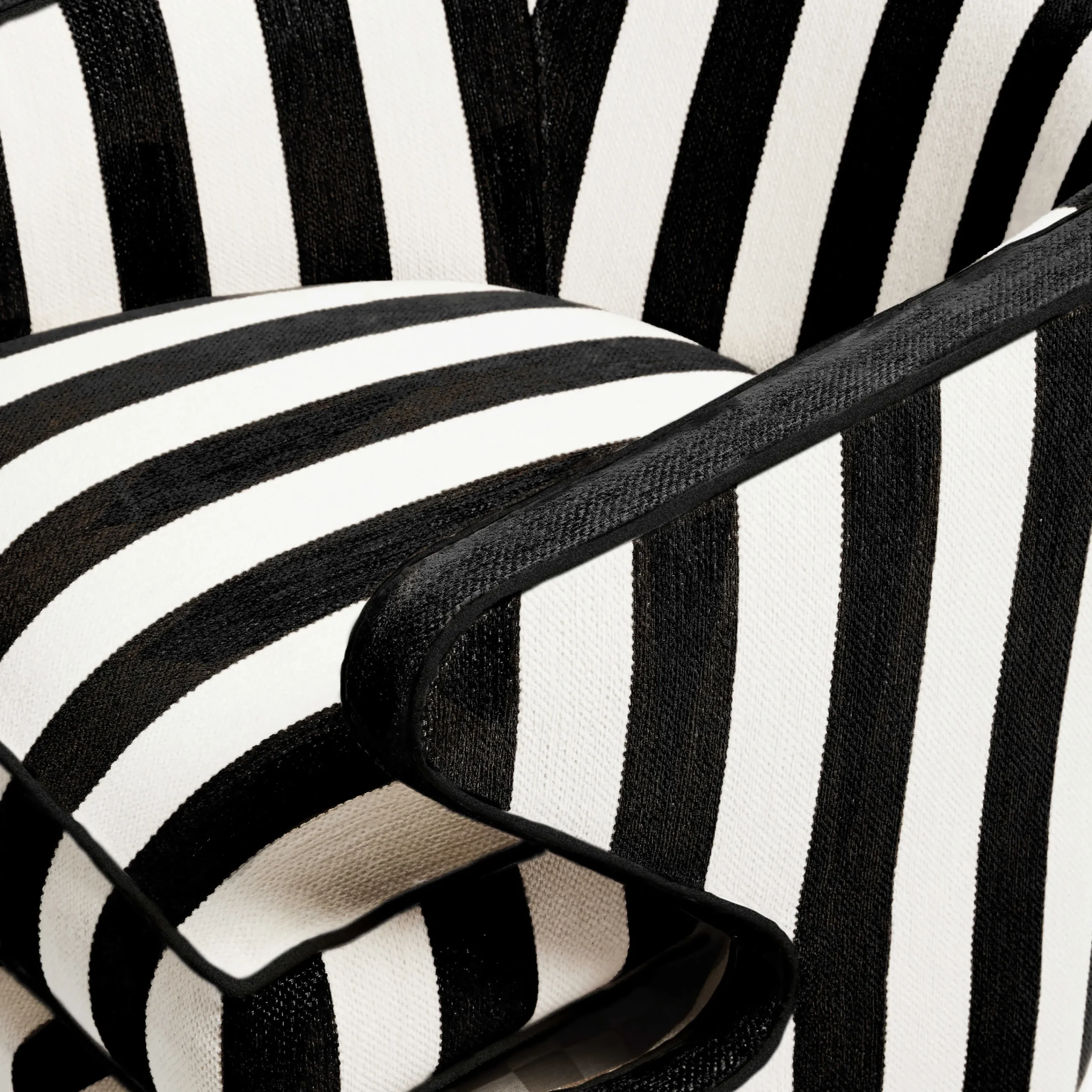 MacKenzie-Childs Marquee Black Stripe Chenille Accent Chair| Living Room