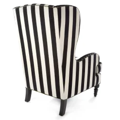 MacKenzie-Childs Marquee Black Stripe Chenille Wing Chair| Living Room