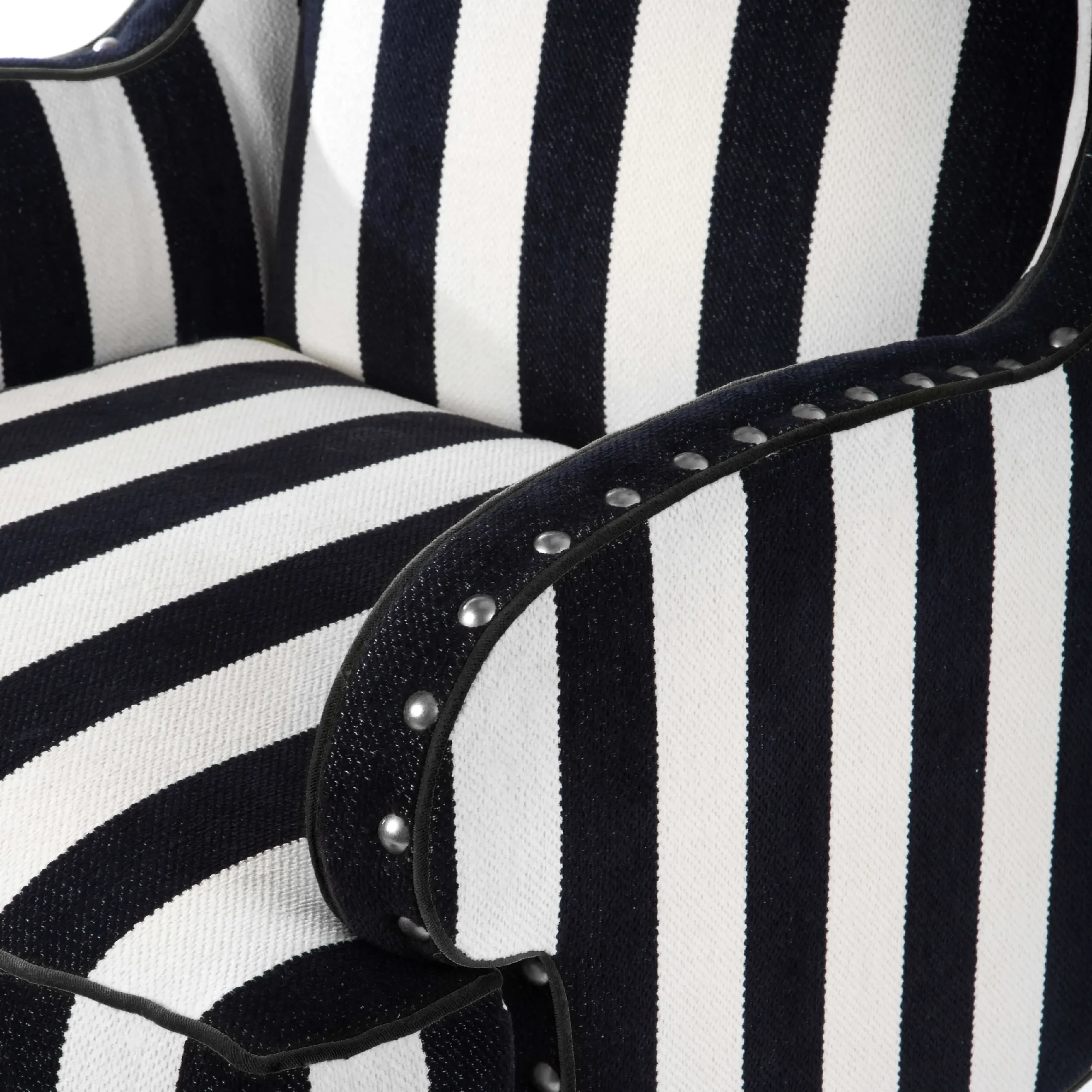 MacKenzie-Childs Marquee Black Stripe Chenille Wing Chair| Living Room