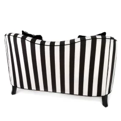 MacKenzie-Childs Marquee Black Stripe Chenille Loveseat| Living Room