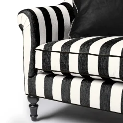 MacKenzie-Childs Marquee Black Stripe Chenille Loveseat| Living Room