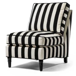 MacKenzie-Childs Marquee Black Stripe Chenille Armless Chair| Living Room