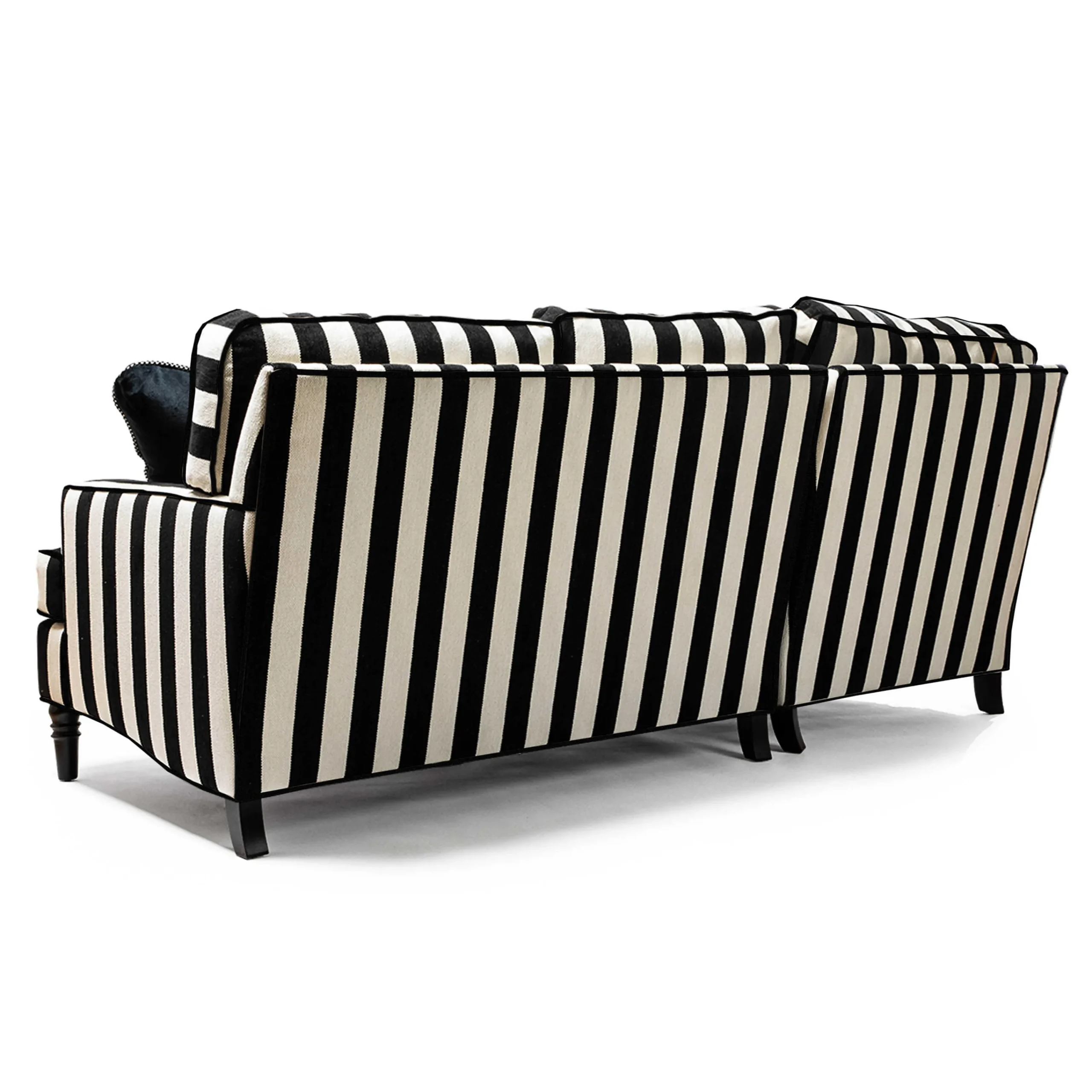 MacKenzie-Childs Marquee Black Stripe 2-Piece Left Arm Chaise Sectional| Living Room