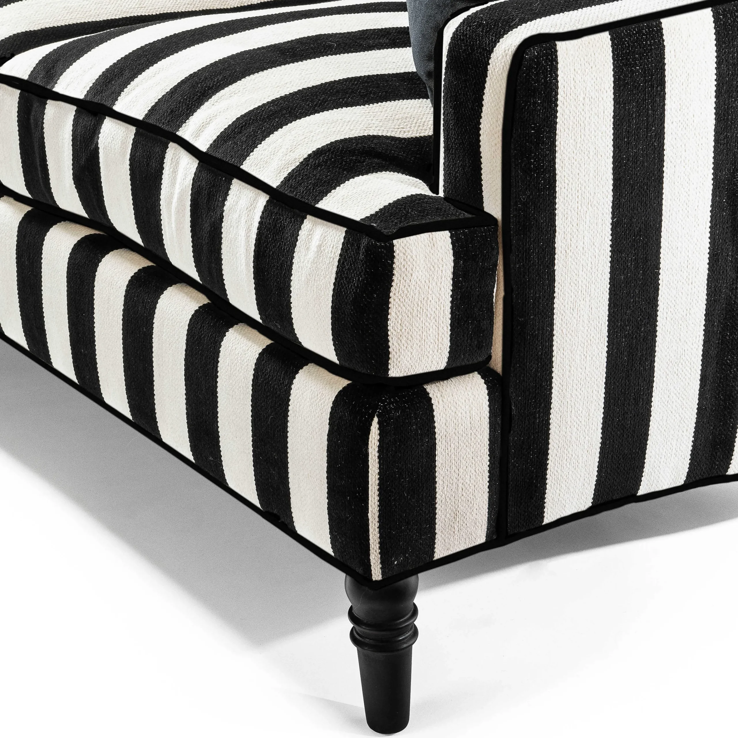 MacKenzie-Childs Marquee Black Stripe 2-Piece Left Arm Chaise Sectional| Living Room